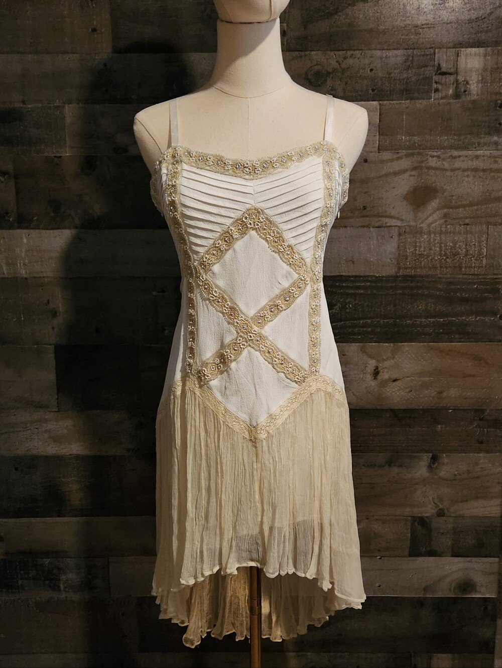 Free People Ivory Slip Dress with - 1920 Style Dress